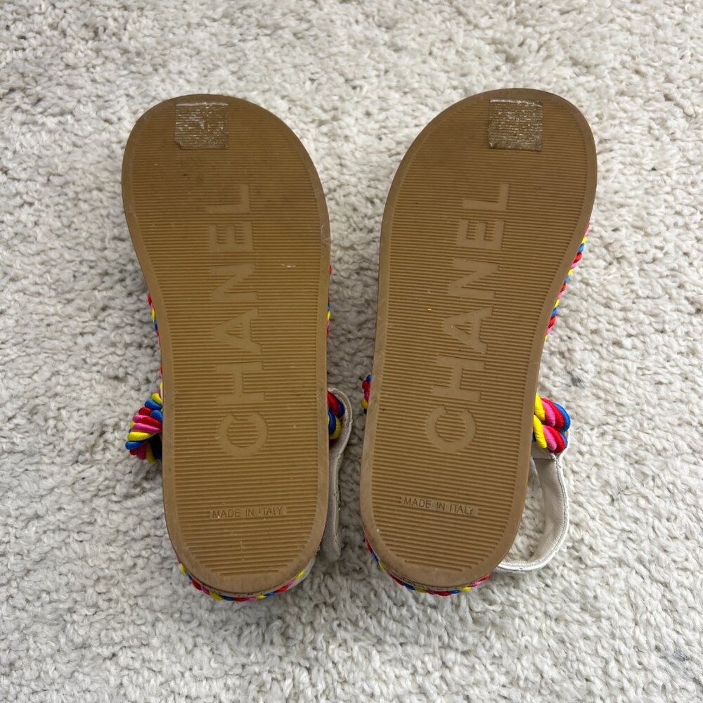 Chanel Chanel Multicolor Quilted Leather Cord Platform Sandals Size 36 - Picture 7 of 9